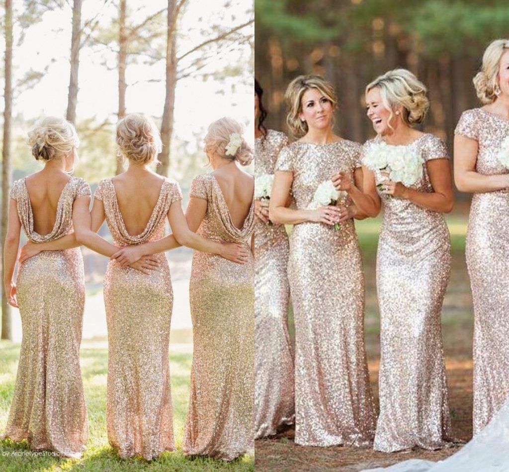 sparkly champagne bridesmaid dresses