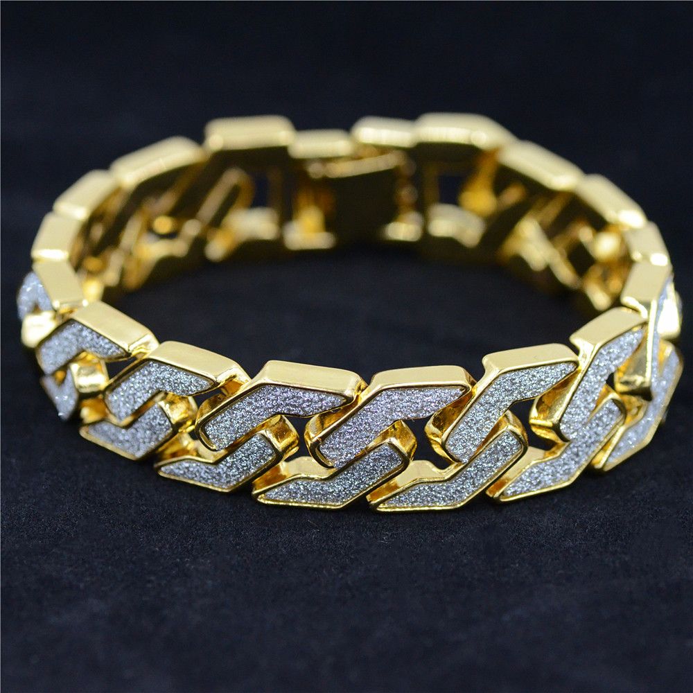 Gold Silver Color Men Hip Hop Bracelet 