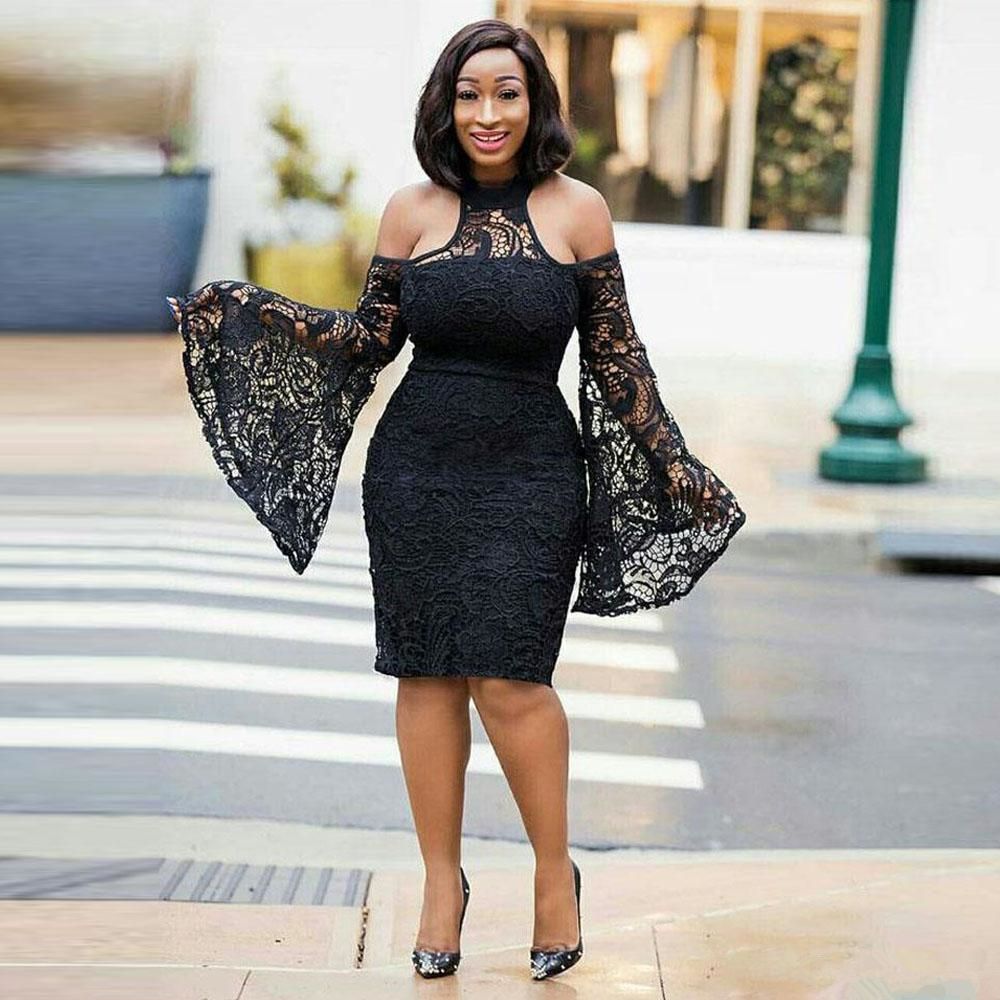 Bebe Lace Drama Bodycon Dress in Black | Lyst
