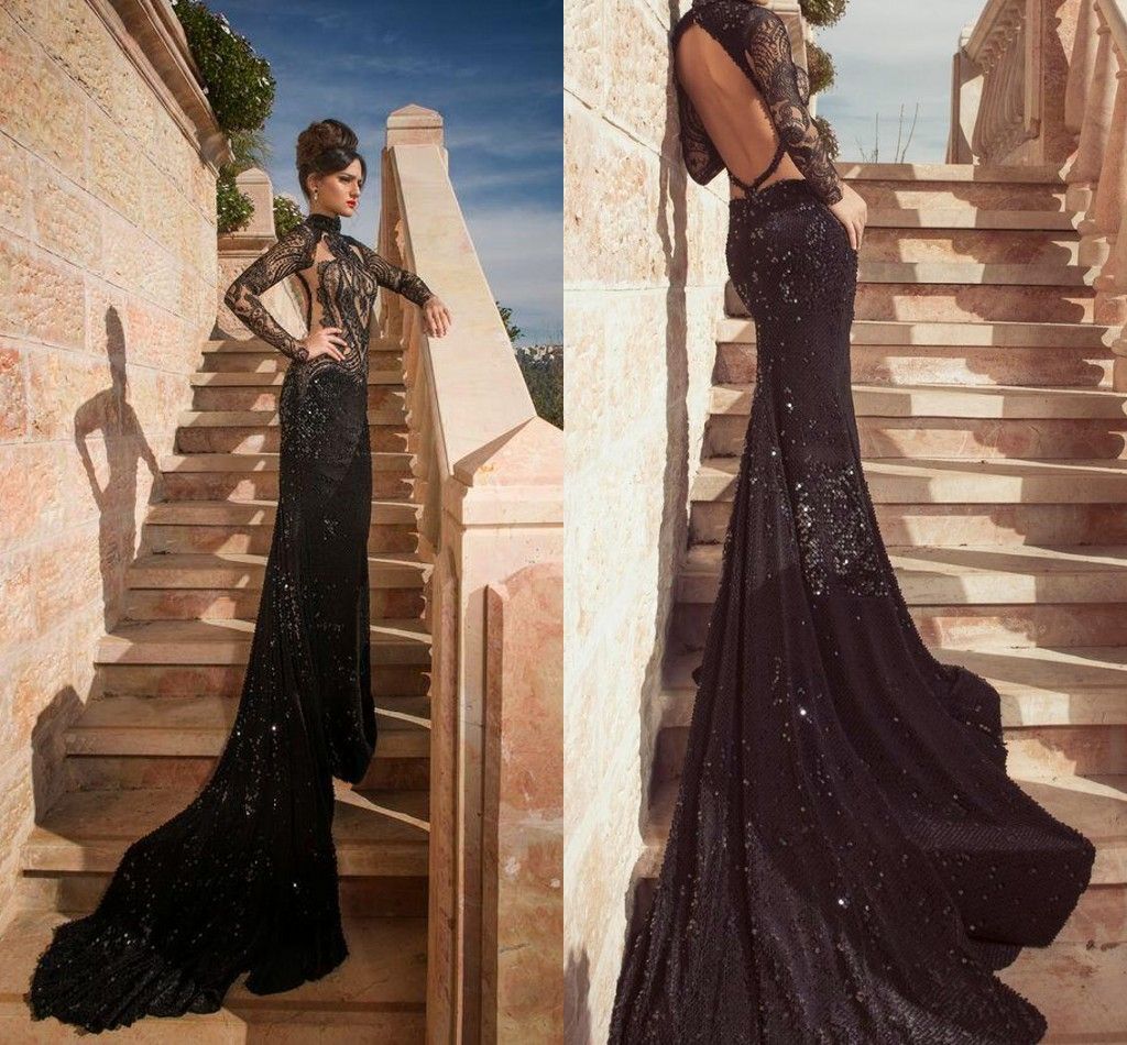 long sleeve backless long dress