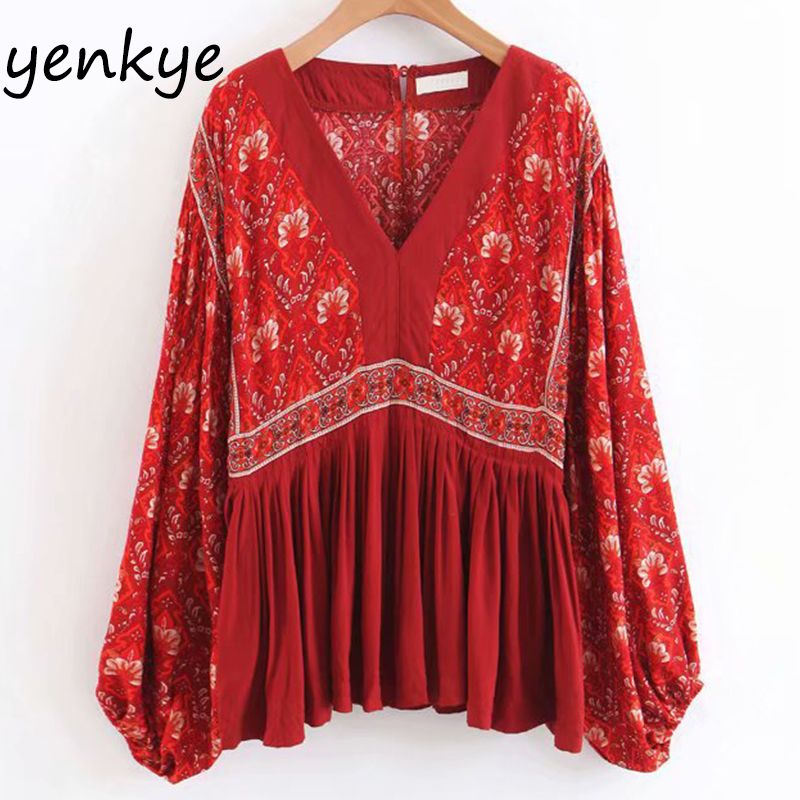 red boho shirt