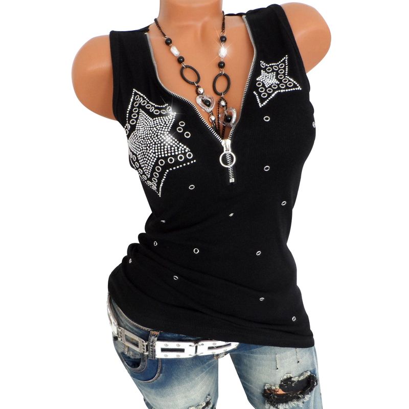 Women S Bandage Tank Sleeveless Deep V Neck Casual Backless Zipper
