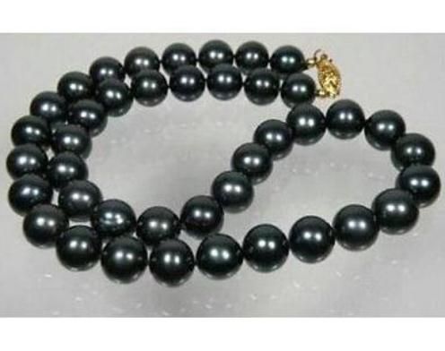 AAA 10-11mm Natural south sea black pearl necklace 20 inch 14K GOLD CLASP