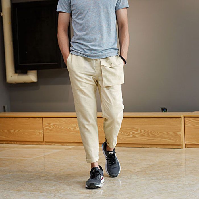Freely Mens Oversize Chinese Style Classics Linen Trousers Pants Grey 2XL