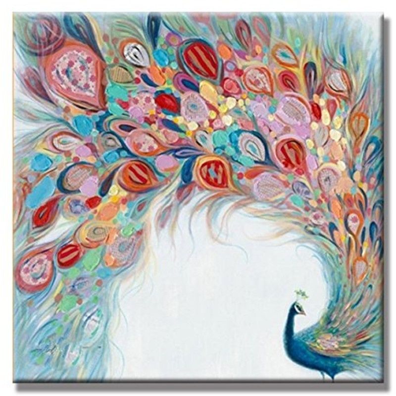 Compre Cuchillo Grande Color Peahen Pictures Hecho A Mano Bonito Pavo Real Arte De La Pintura A Mano Pintado A Mano Dibujos Animados Al Oleo Abstractos En La Lona A 29 14