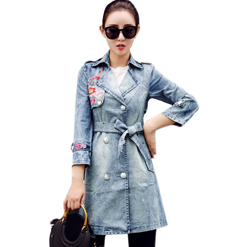 casaco jeans feminino longo