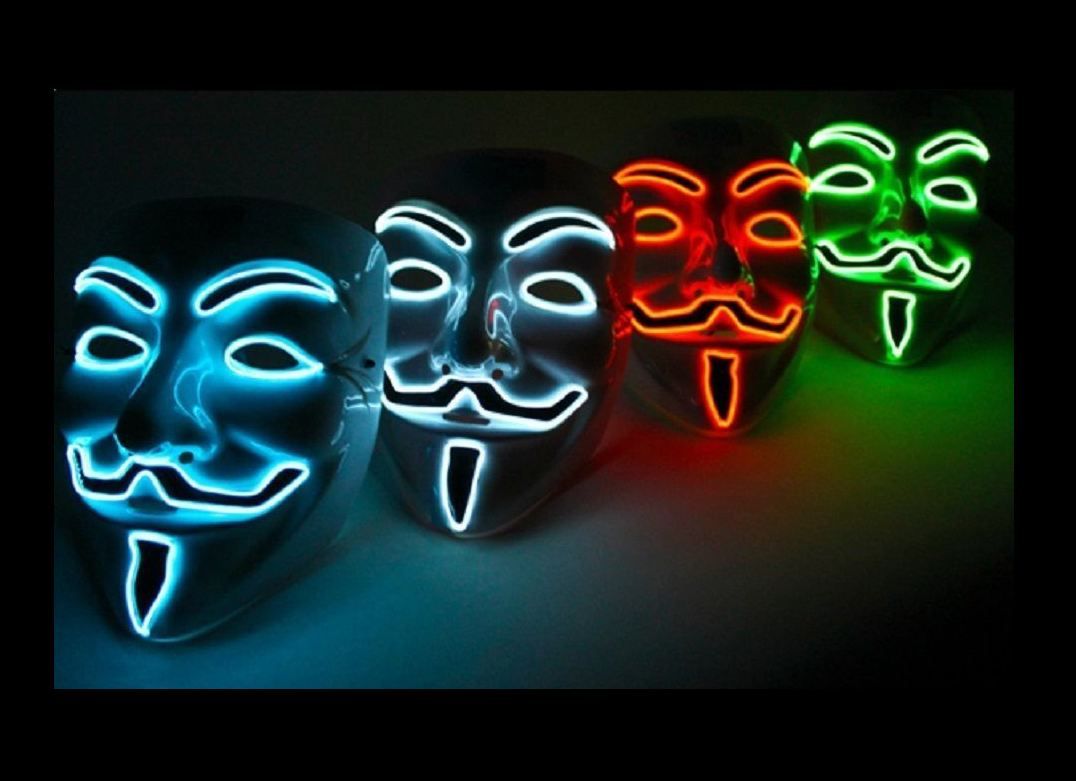 LED Halloween Mask Vendetta Light Up ANONYMOUS MASK Guy Fawkes Mask LED MASK