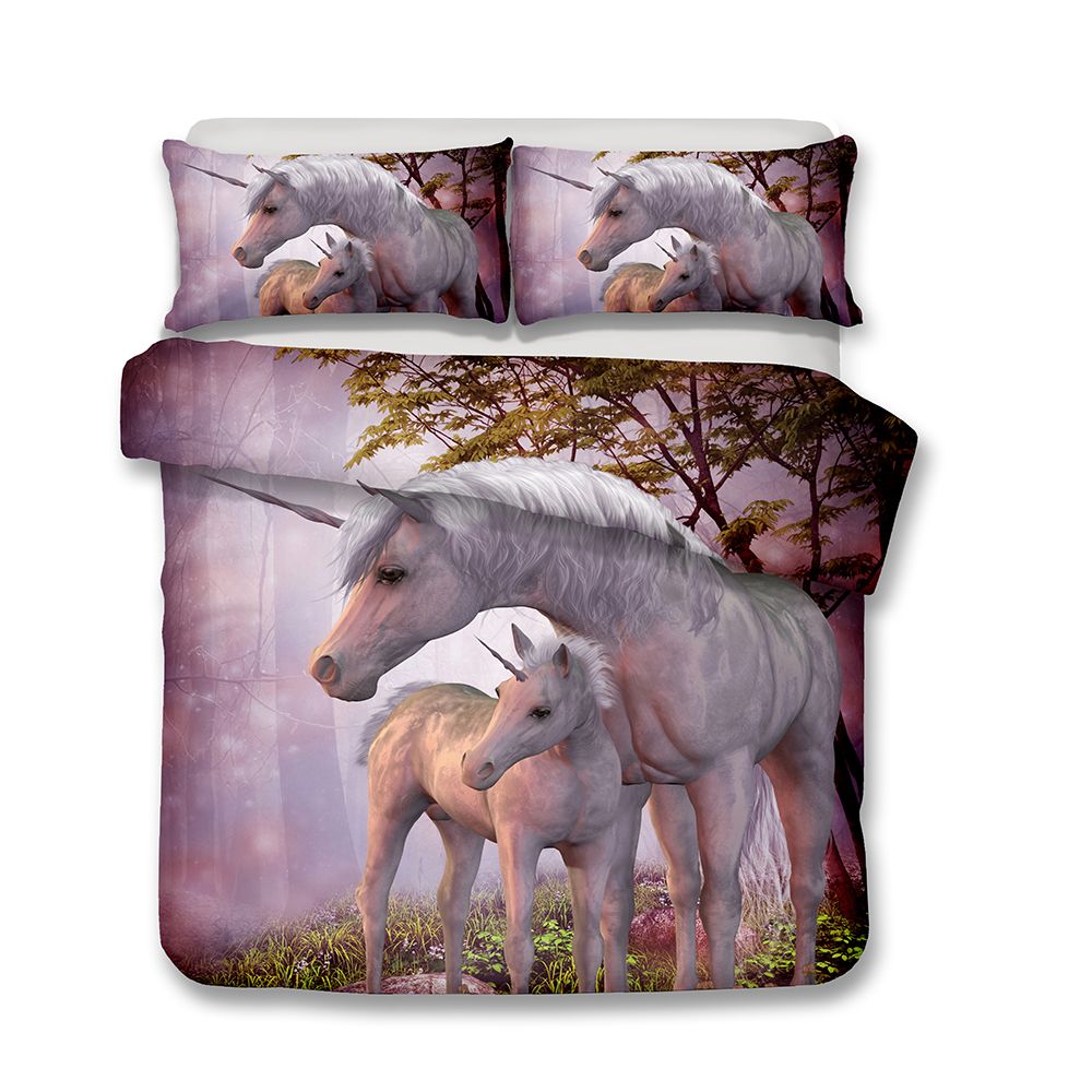 3d Unicorn Mother And Child Pattern Printed Bedding Sets All Sizes