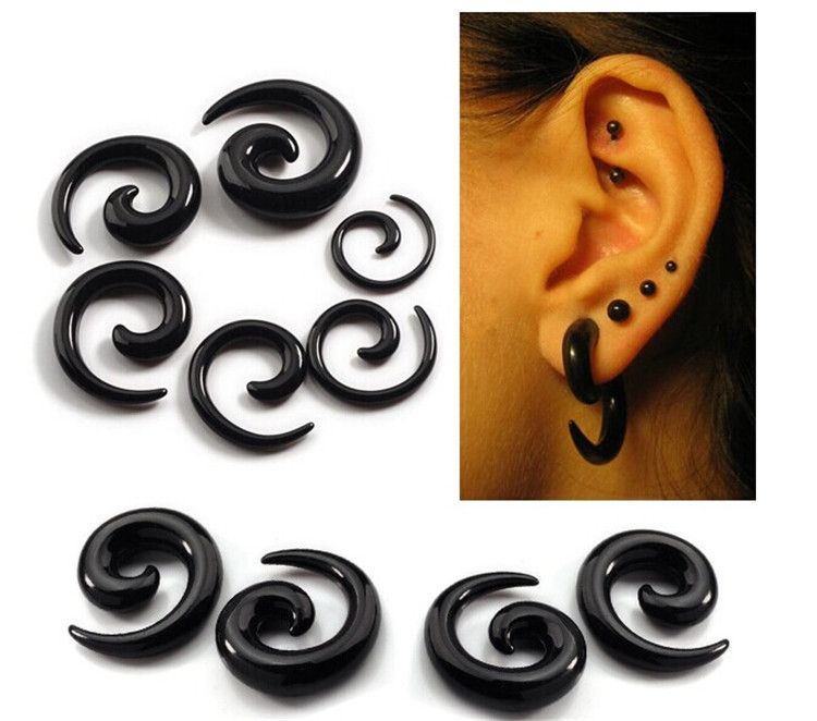 Acrylic Ear Spiral Expanders Black Ear Tapers Fashion Body Piercing
