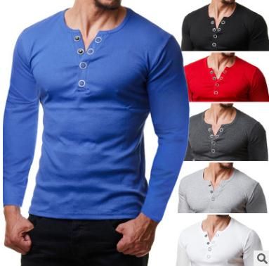 camiseta manga larga con botones hombre