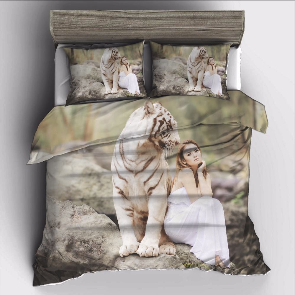 Ahsnme People And Nature Tiger And Ladies Photo Bedding Set High