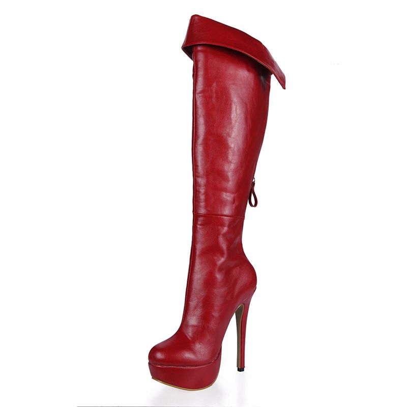 Comprar Botas altas de cuero color rojo