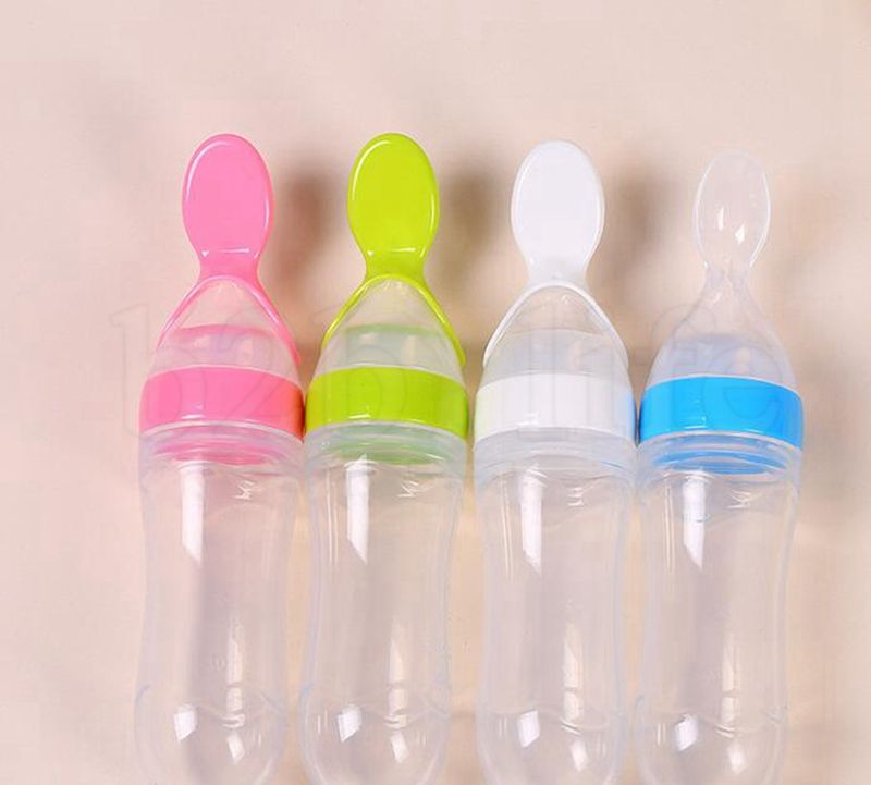 2020 90ml Baby Squeezing Feeding Spoon Silicone Training Scoop