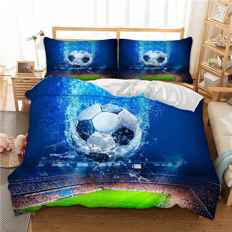 Cilected 3d Blue Football Printed Duvet Cover Bedding Set Bed