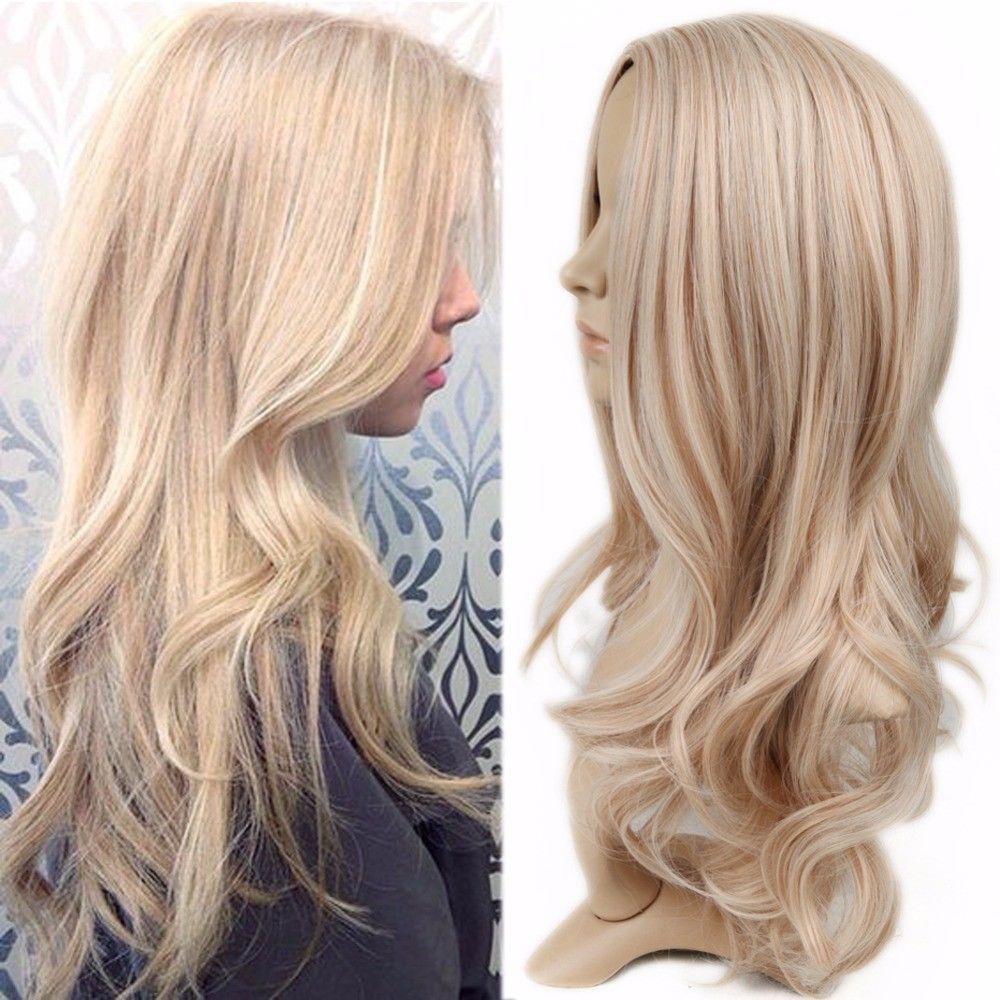 Natural Wavy Two Tone Ombre Light Ash Blonde Full Womens