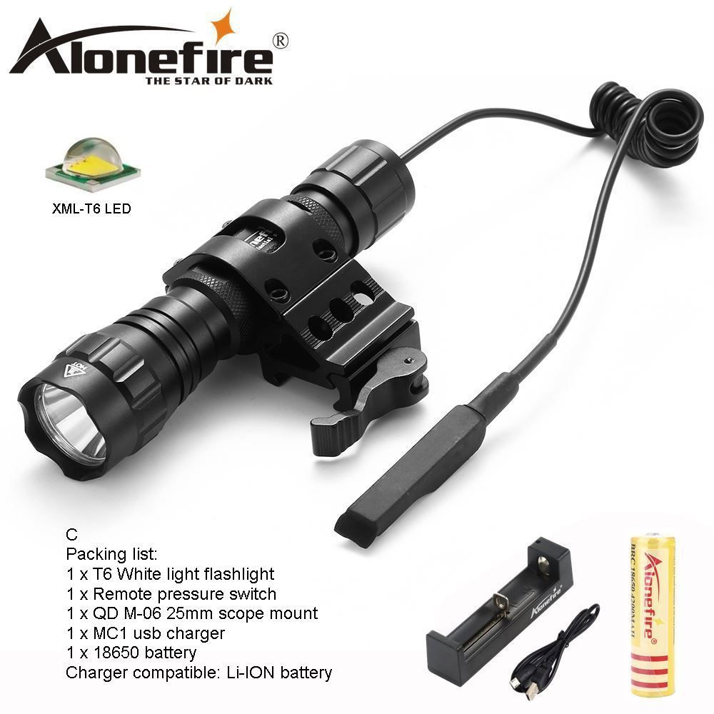 USB Rechargeable XM-L T6 Flashlight Hand Torch Tactical Hunting Light w//Battery