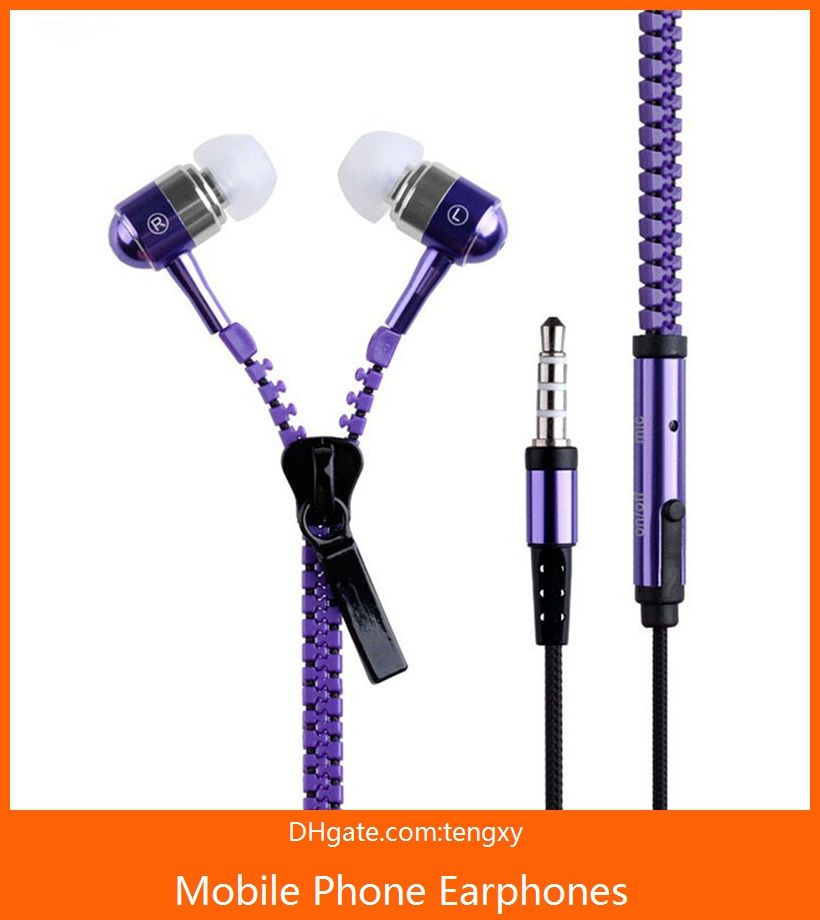 satin al fermuar kulaklik 3 5mm kulak kulaklik mikrofon ile cremallera iphone icin iphone icin kablolu kulaklik icin kulaklik kafa telefon telefon