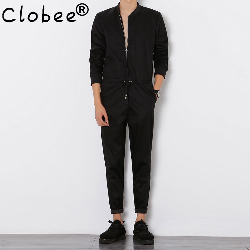 mens black overalls slim
