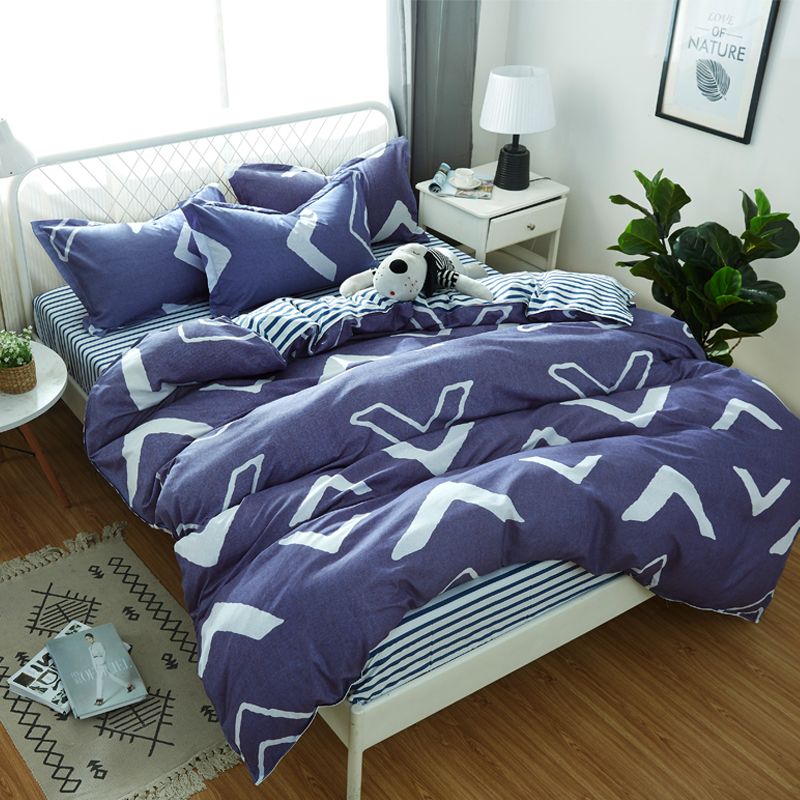 Dark Blue Bedding Set Duvet Cover Quilt Cover Pillow Cases 3 Soft