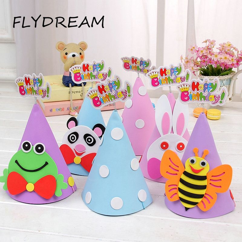 Flydream Cute Cartoon Dot Diy Paper Celebration Supplies Party Hat