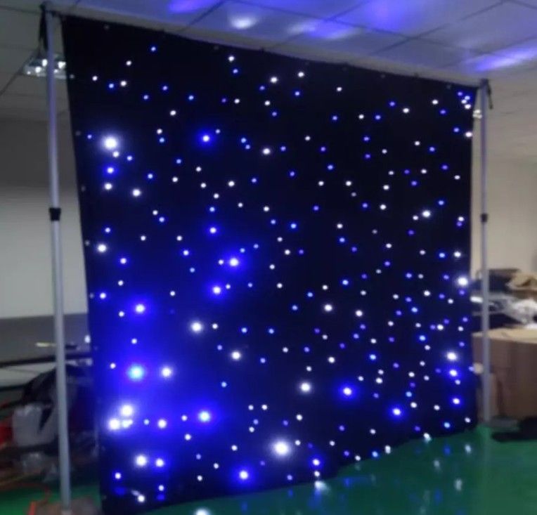 Free freight led star curtain 3mx8m wedding backdrop stage background cloth  with multi controller dmx function LLFA