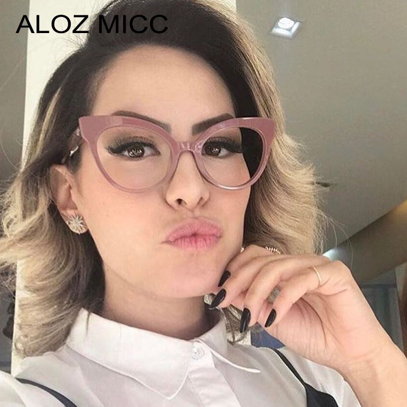 ALOZ MICC Retro Klargläsern Rahmen Frauen Hohe Qualität Optische Brillen Marke DEAign Cat Eye Klare Linse Gläser A636