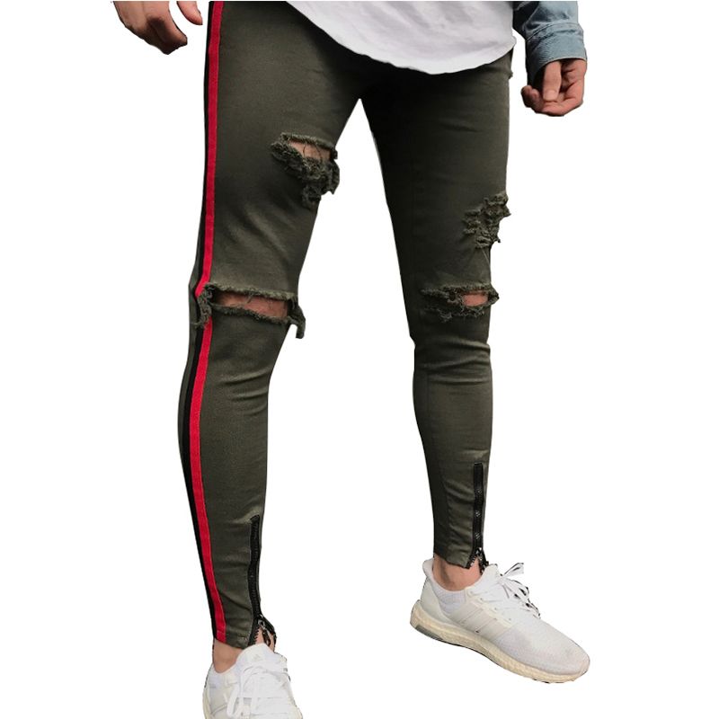 biker jeans with red stripe