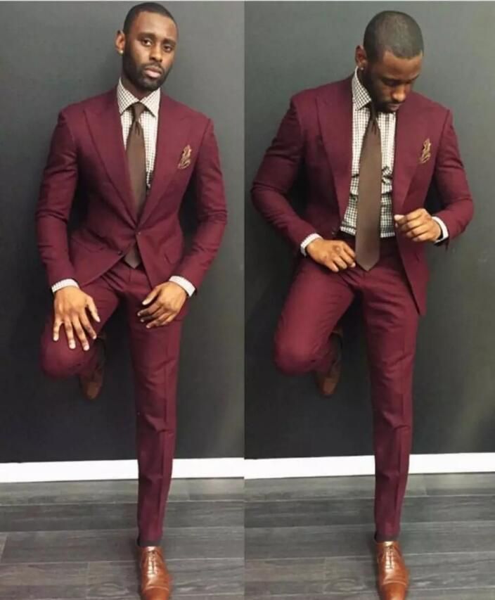 Compra Elegantes Trajes Para Hombre De La Boda De Borgoña Slim Fit  Bridgroom Tuxedos Para Hombres Dos Piezas De Padrinos De Boda Traje Formal  Formal De Negocios Chaquetas Barato | Entrega Rápida