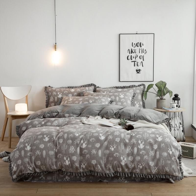 100 Cotton Bule Jacquard Floral Luxury Bedding Sets Queen King