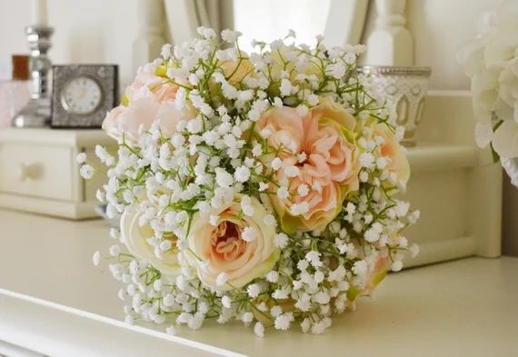 Babys Breath Bouquet With Roses