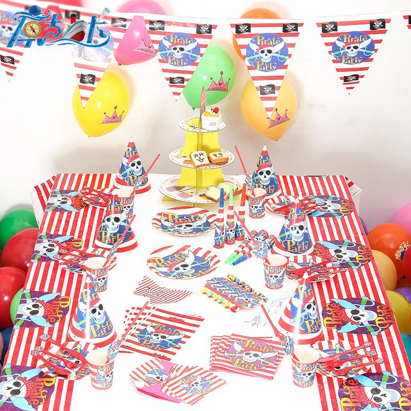 Acheter Vraiment Haute Qualite Articles De Decoration De Partie De Pirate Joyeux Anniversaire Enfants Bebe Fille Garcon Partie Ensemble Fournisseurs De 5 47 Du Toto4 Fr Dhgate Com