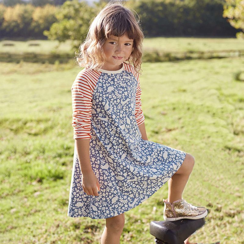 Fashion Kids Girls Long Sleeve Print A-line Short Dress Children Casual Clothes