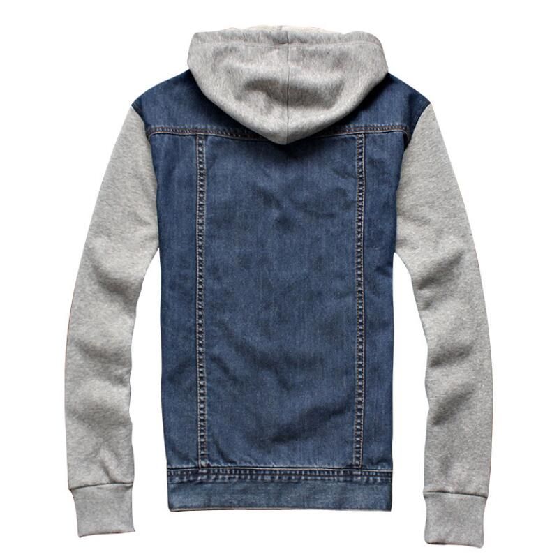 Mens Denim Jacket Patchwork Coat With 