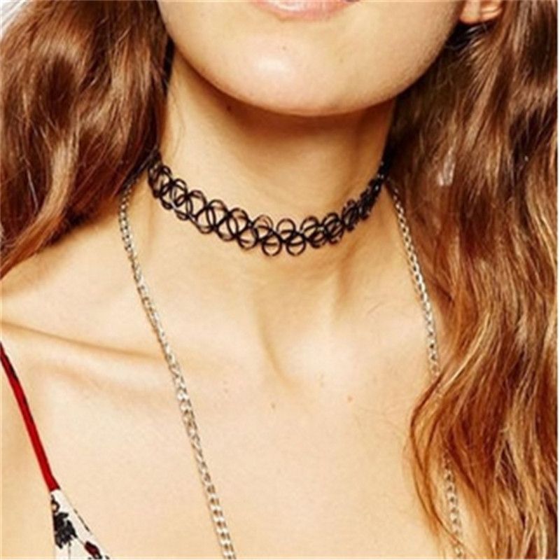 Black Gothic Fishing Line Weave Collar Necklace With Elastic Black Tattoo  Choker And Double Line Tattoo Henna Stretchy Hippie Jewelry Accessory From  Friendshipjewelry, $1.51