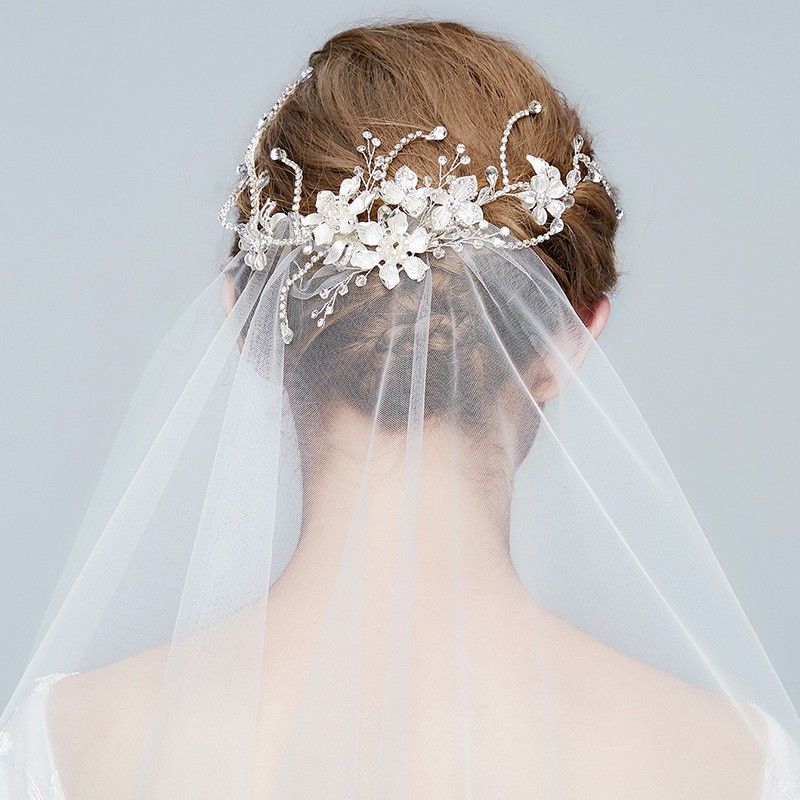 silver wedding veil