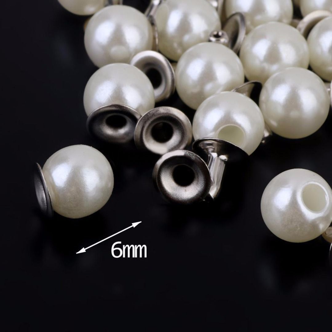100pcs//set 6 mm Perles À faire soi-même chaussures rivets rivets pour Sac à Vêtements Décoration Accessoires