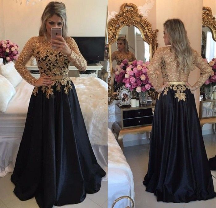 navy and gold prom dress