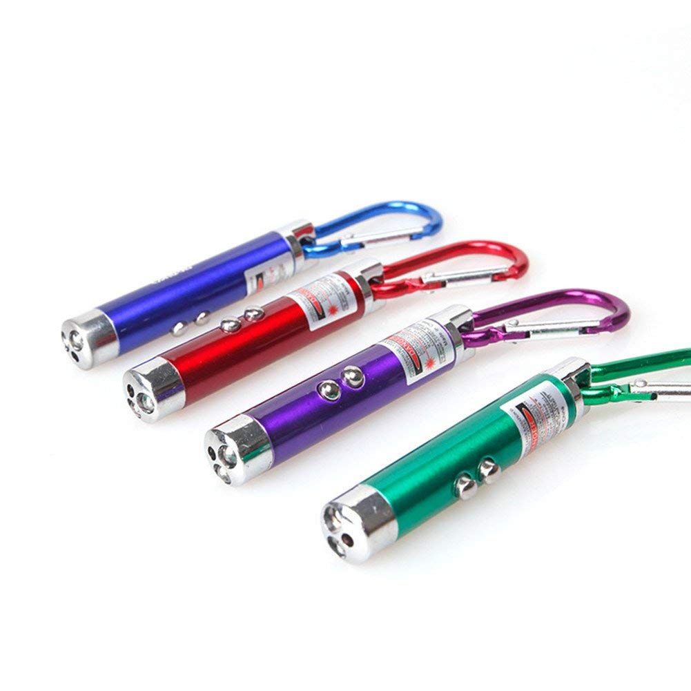 3 in1 Multifunction Mini Laser Light Pointer LED Torch Flashlight Keychain UK 