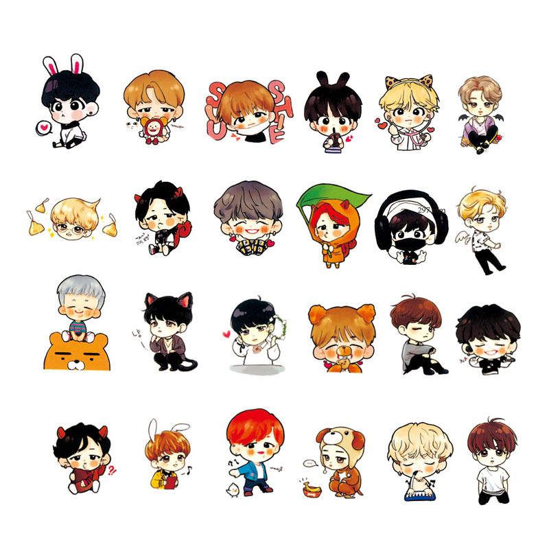 63PCS Cute Expression BTS Stickers Youth Group Cartoon Handpainted Q Version Sticker For Luggage Laptop Notebook 63PCS Cute Expression BTS Stickers Youth Group Cartoon Handpainted Q Version Sticker For Luggage Laptop Notebook
