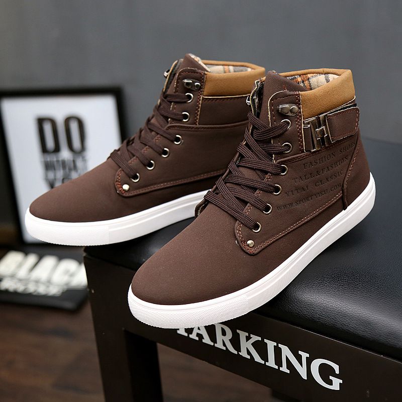 Melhor Qualidade De Venda Por Atacado Colour Borracha Homens Sapatos Botas  De Couro Sapatos Tenis Masculino Moda Outono Inverno Para Homem Casual High  Top Canvas Shoes E Calçado Para Casa | DHgate.Com