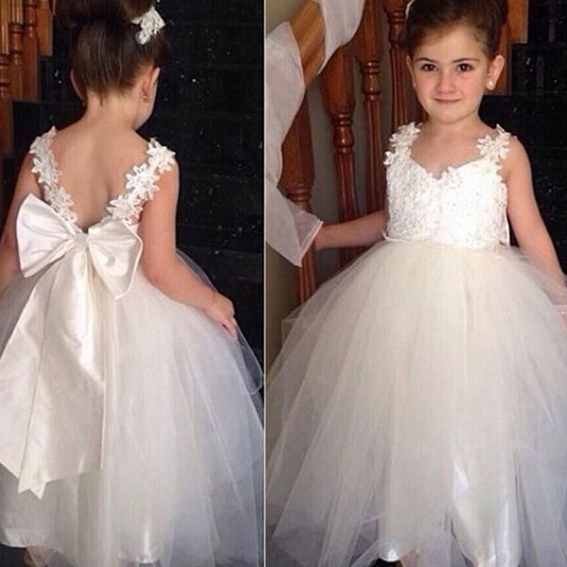 lace back flower girl dress