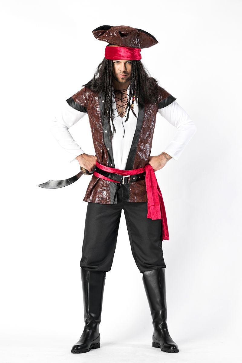 Lencería sexy para hombre pirata disfraces disfraz caribeño capitán Jack  High Seas Outfit diseños 8756