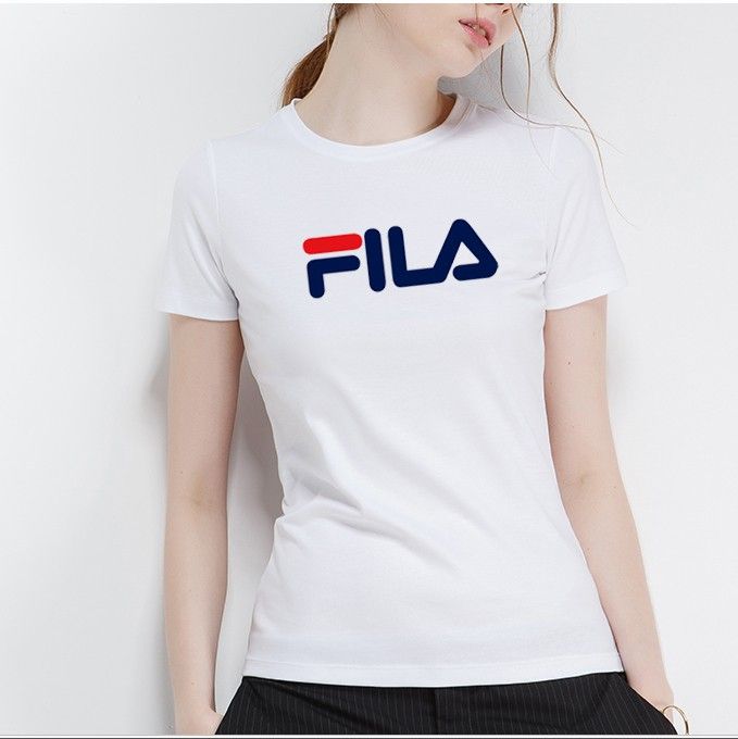 Pareja Mujer FILA Para Los Amantes Mujeres Hombres Parejas Ropa Verano Manga Corta Casual O Cuello Tops Blanco Algodón A Juego # 01 De 13,98 € | DHgate