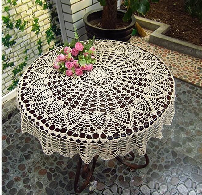 Vintage Crochet Round Table Cover Lace Doilies Tablecloth For