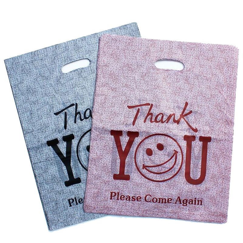 Wholesale Hot Pink Thank You Design Plastic Bag 20x25cm 50pcs