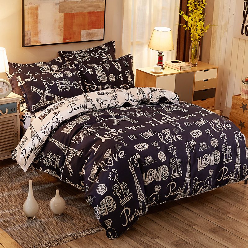 Paris Tower Building Quilt Cover Flat Bed Sheets Pillow Cover