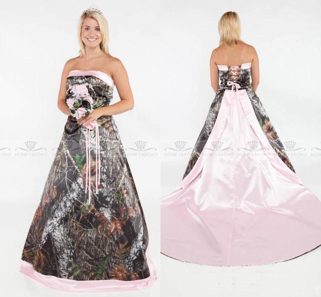Discount Vintage Strapless 2018 Camo Country Wedding Dresses