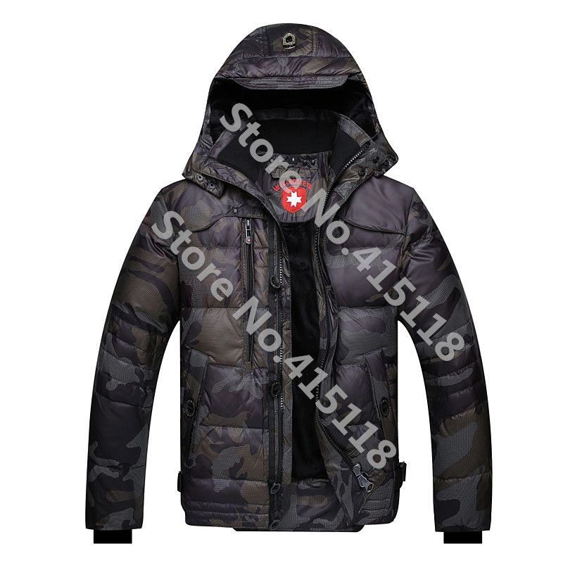 Nuevo Wellensteyn 2016 Hombre Invierno Moda Hombre Espesar Casual Camuflaje Diseño corto Chaqueta con capucha