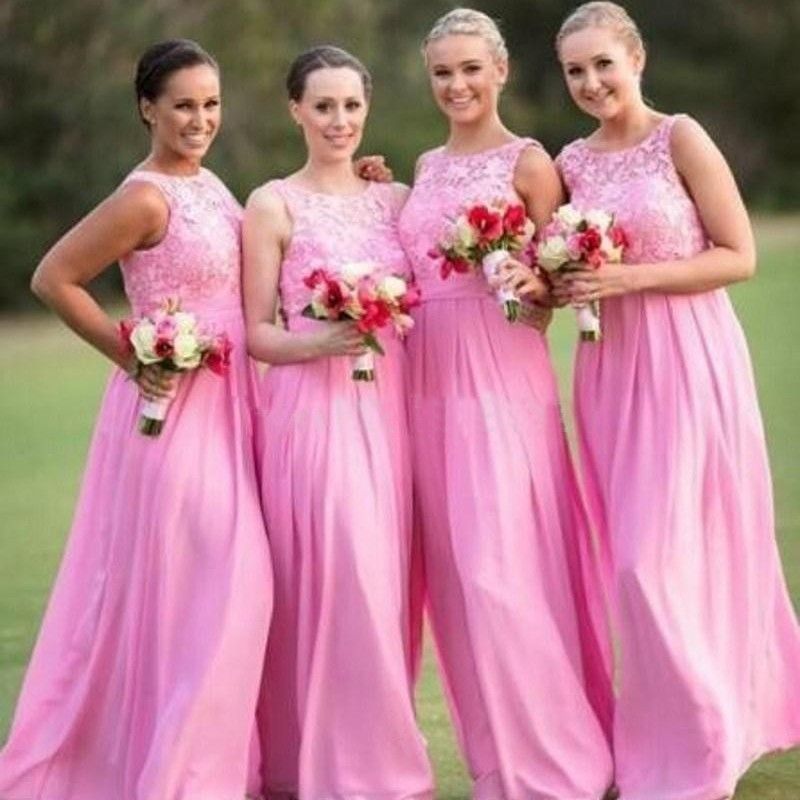 hot pink bridesmaid dresses long