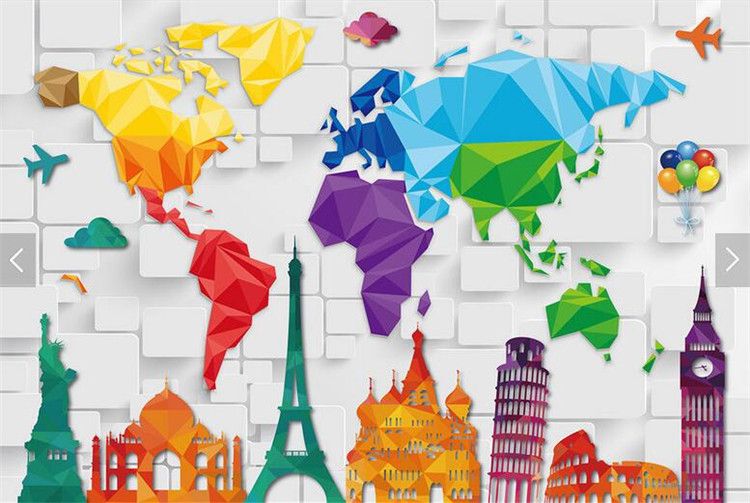 Kids Bedroom Wallpaper Colorful World Map Abstract Wallpapers Wall Decor Paper 3d Wall Covering Wall Paper Rolls Wallpaper For Pc In Hd Wallpaper Free From Xunxun66 16 29 Dhgate Com